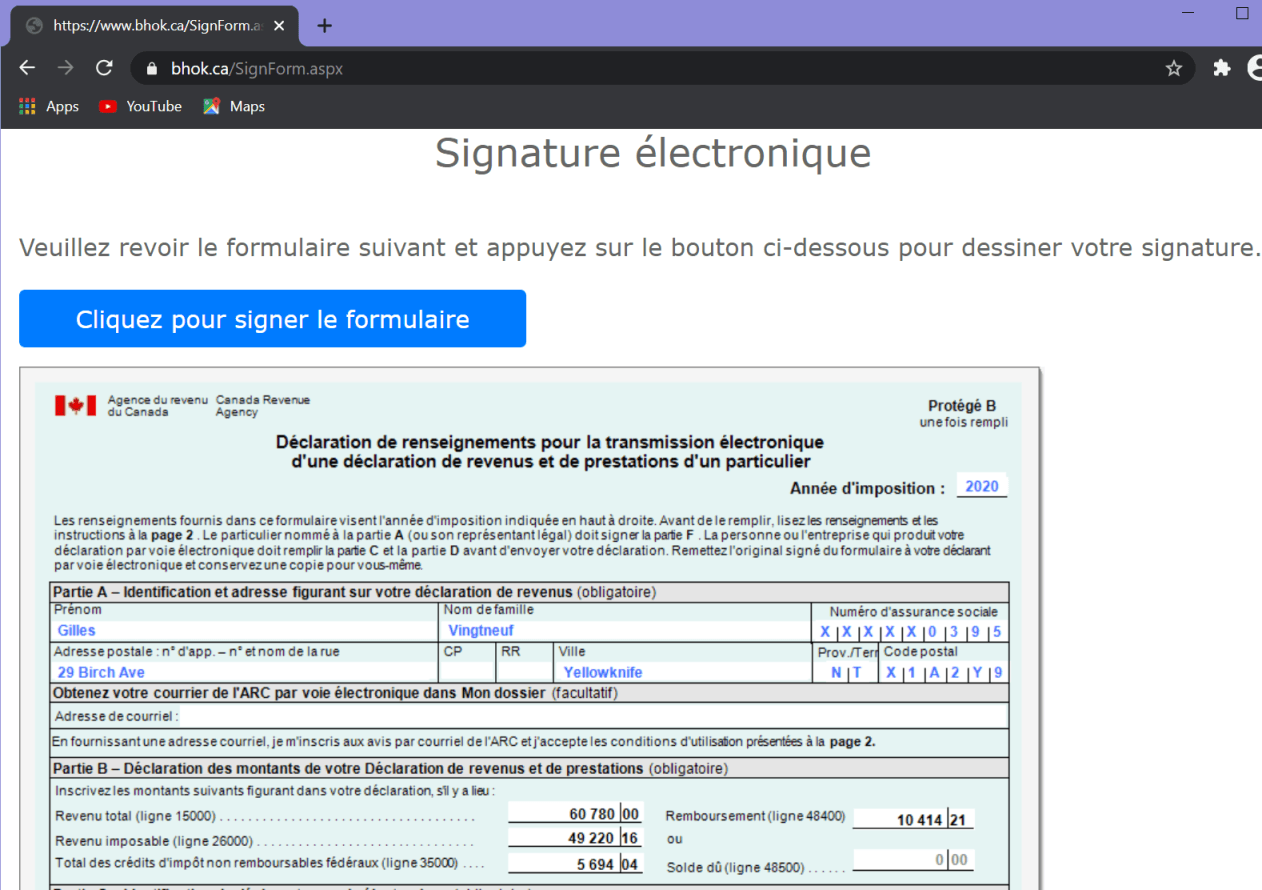 Signer le formulaire