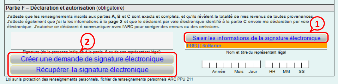 Partie F du formulaire T183