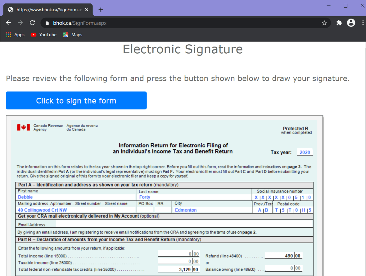 Sign the form