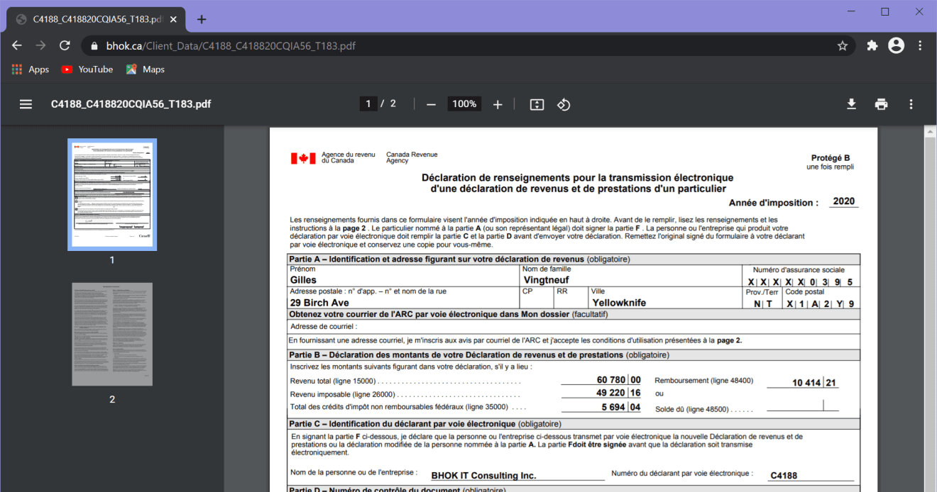 Enregistrer le formulaire signé en PDF