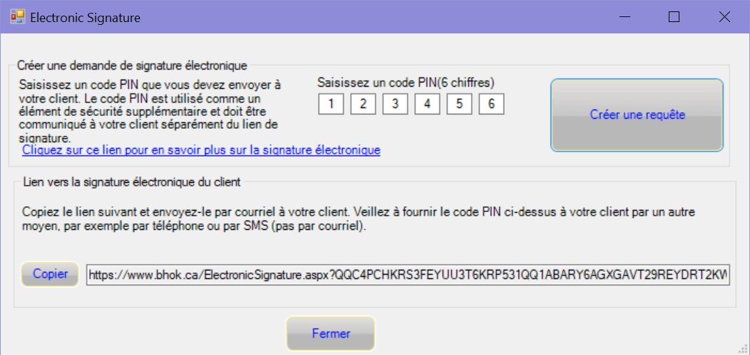 Demande de signature